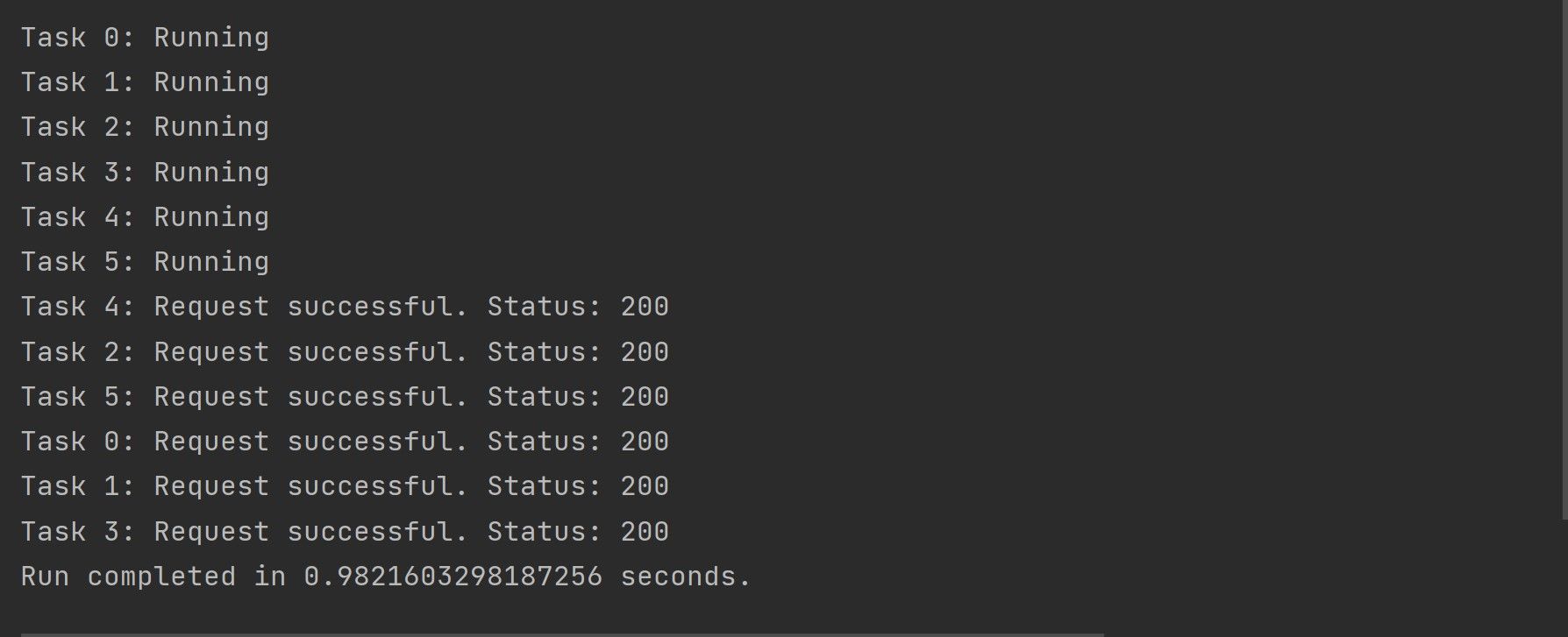 Output of multithreaded run